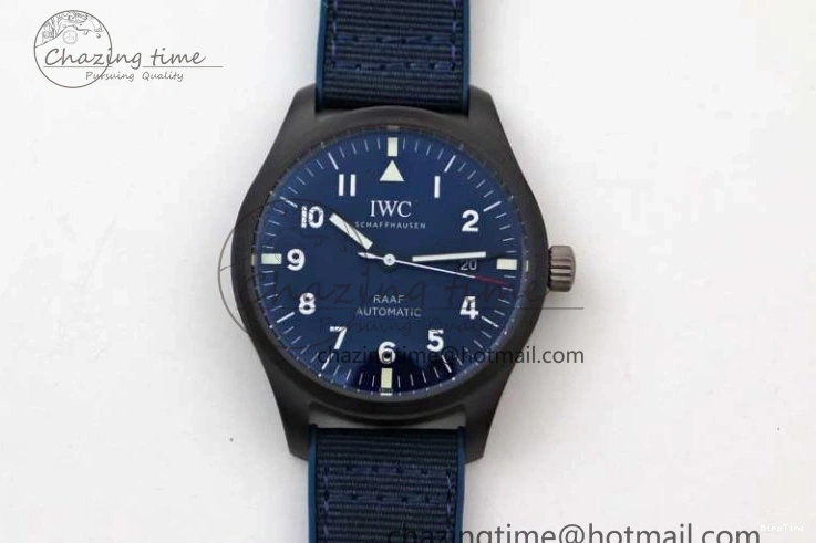 MIROTIME 0710 BestValue Mark XVIII IW328101 Black Ceramic M+F 1:1 Best Edition Blue Dial on Blue Nylon Strap A 7058
